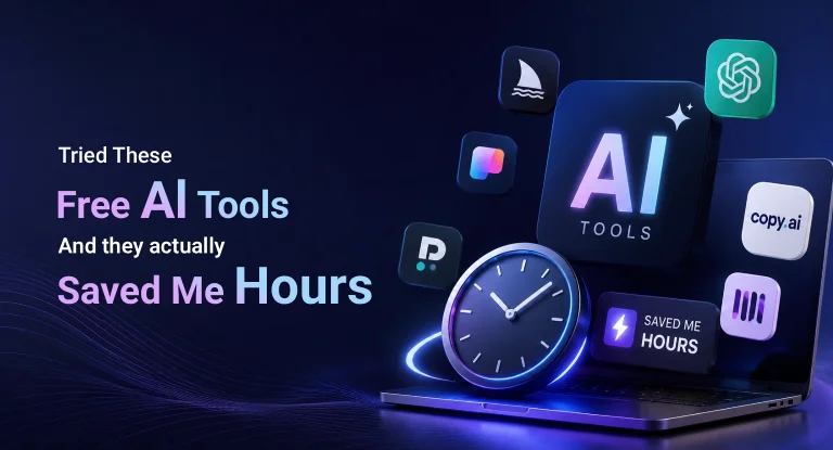 Person using free AI tools on a laptop to automate tasks, increase productivity, and save time while working in a modern digital workspace.